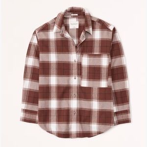 NWT Abercrombie & Fitch Women’s Oversized Plaid Flannel in Brown